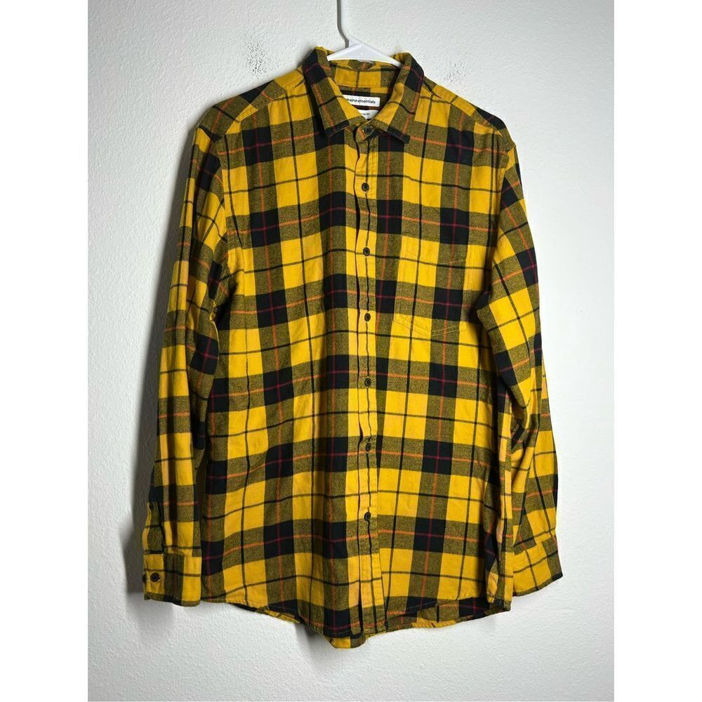 Amazon Essentials Men’s Cotton Plaid Shirt Long Sleeve Regular Fit Buttoned Sz M